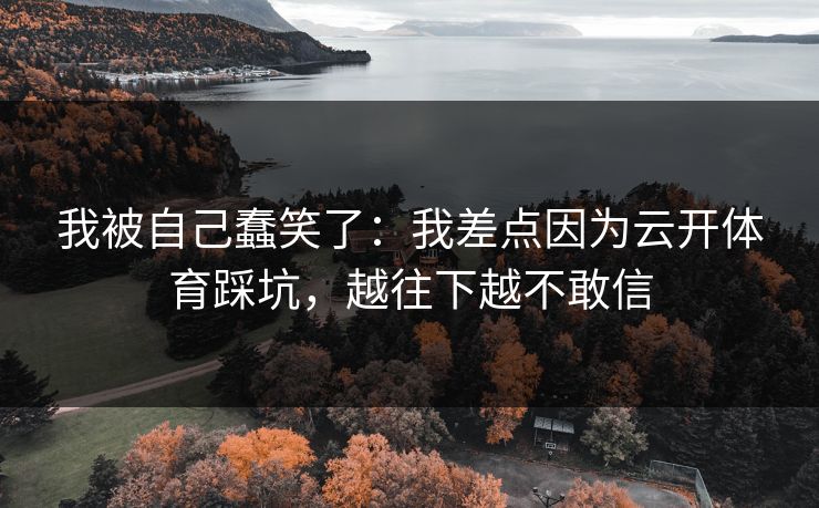 我被自己蠢笑了：我差点因为云开体育踩坑，越往下越不敢信